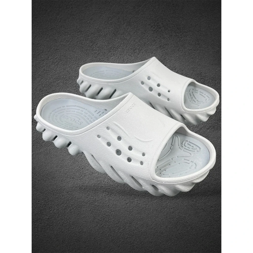 Crocs Echo Slide Light Grey Men 6 Women 8 Sporty Comfort Sandals